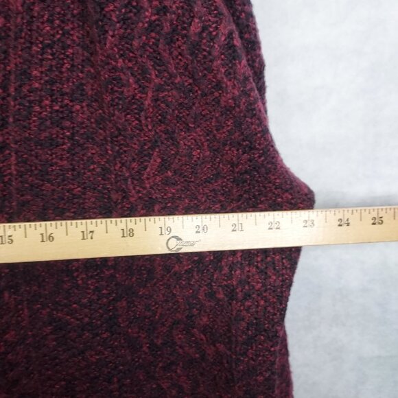 Sundance Sweater Womens Large Chenille Cable Knit Maroon Red Black Marled V-Neck - Picture 12 of 12